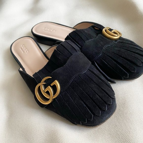 Gucci Marmont Black Suede Slippers, size 37 - Picture 7 of 8